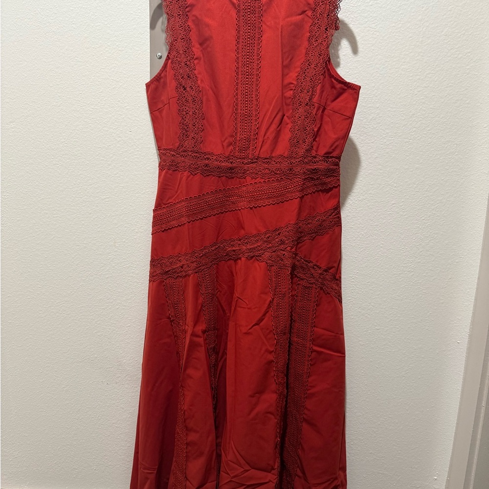 SHEIN Red Lace Midi Dress